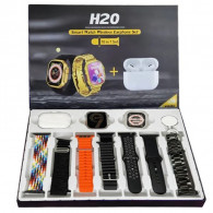 Coffret Montre Connectée H20 + 7 Bracelets + Airpods Noir