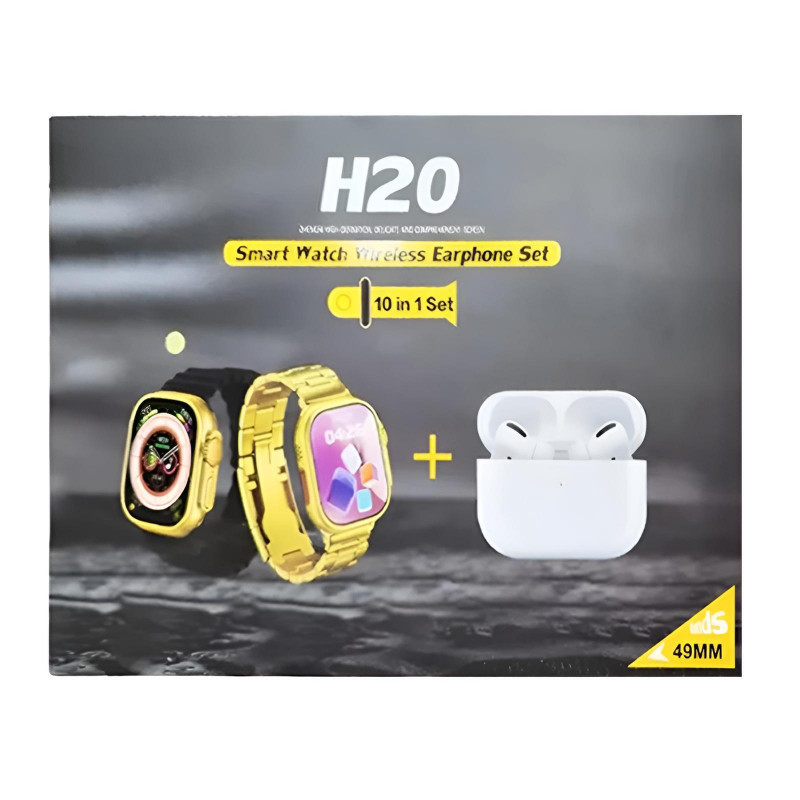 Coffret Montre Connectée H20 + 7 Bracelets + Airpods Noir en Tunisie