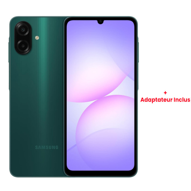 Samsung Galaxy A07 8 Go (4Go + 4Go Extensible) 128Go + Adaptateur Vert  en Tunisie