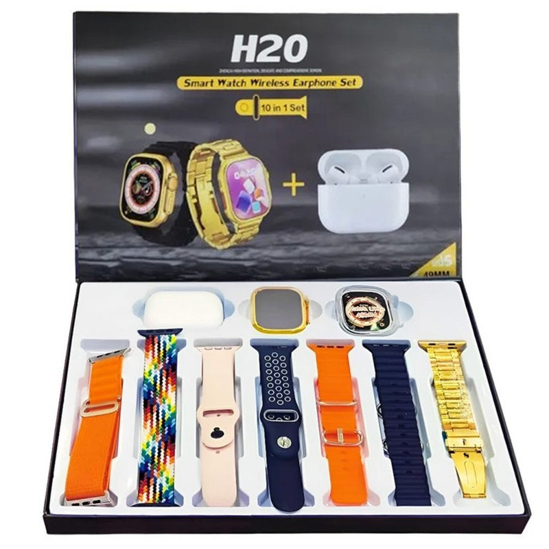 Coffret Montre Connectée H20 + 7 Bracelets + Airpods Gold en Tunisie