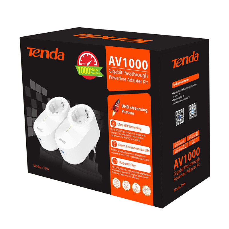 Adaptateur Tenda AV1000 PH6 Blanc en Tunisie