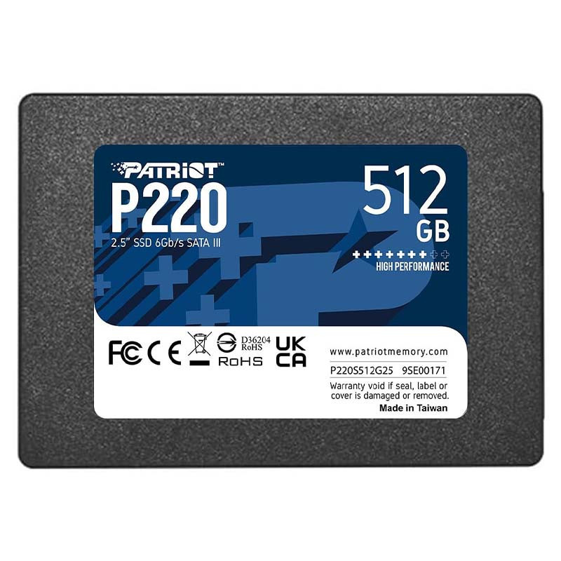 Disque Dur Interne Patriot P220S512G25 SSD 512Go2.5"