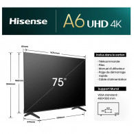 TV Hisense 75" A6N 4K UHD Smart Tv Noir en Tunisie