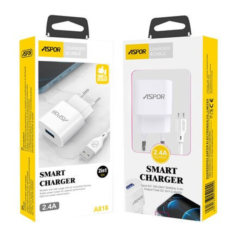 Chargeur Smartphone Aspor A818 Type-C Blanc en Tunisie