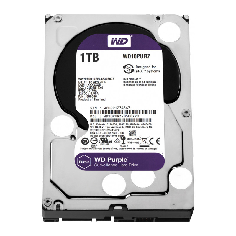 Disque Dur Interne Western Digital 3.5 Purple 1 To SATA 6 Gb/s