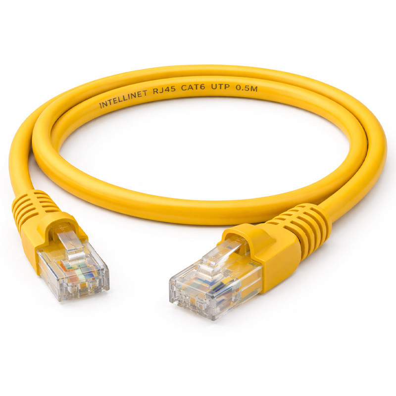 Cable Réseau Intellinet RJ45 Cat6 UTP 0.5M Jaune en Tunisie