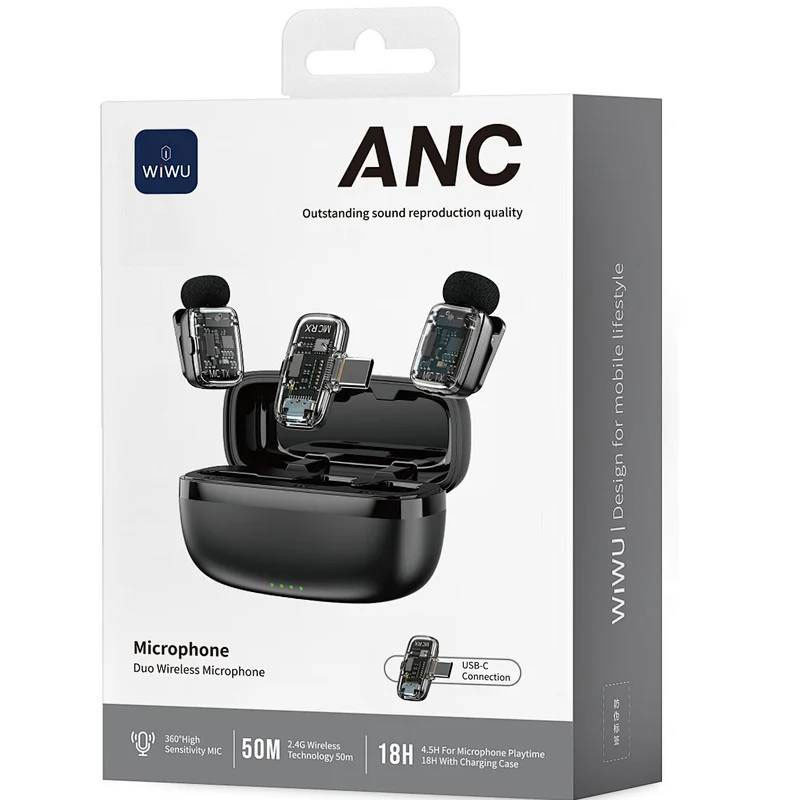 Microphone Sans fil Wiwu Professionnel Pour Smartphones Noir en Tunisie