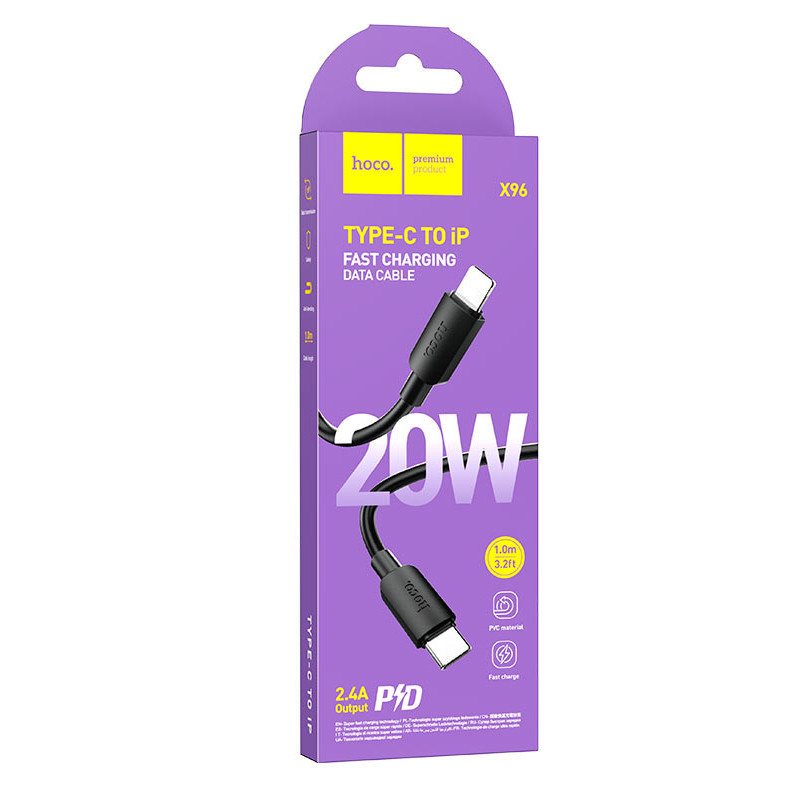 Câble Chargeur Hoco X96 Type-C Vers Lightning Noir En Tunisie