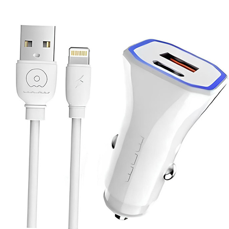 Chargeur Voiture Wuw T54 Avec Câble Lightning Blanc En Tunisie
