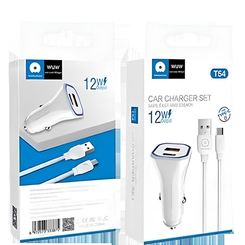 Chargeur Voiture Wuw T54 Avec Câble Lightning Blanc En Tunisie