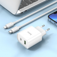 Chargeur Hoco C80A Plus Rapide 18W Dual Type-C Lightning Blanc En Tunisie