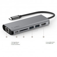 Adaptateur Belkin USB-C 6 En1 Silver En Tunisie