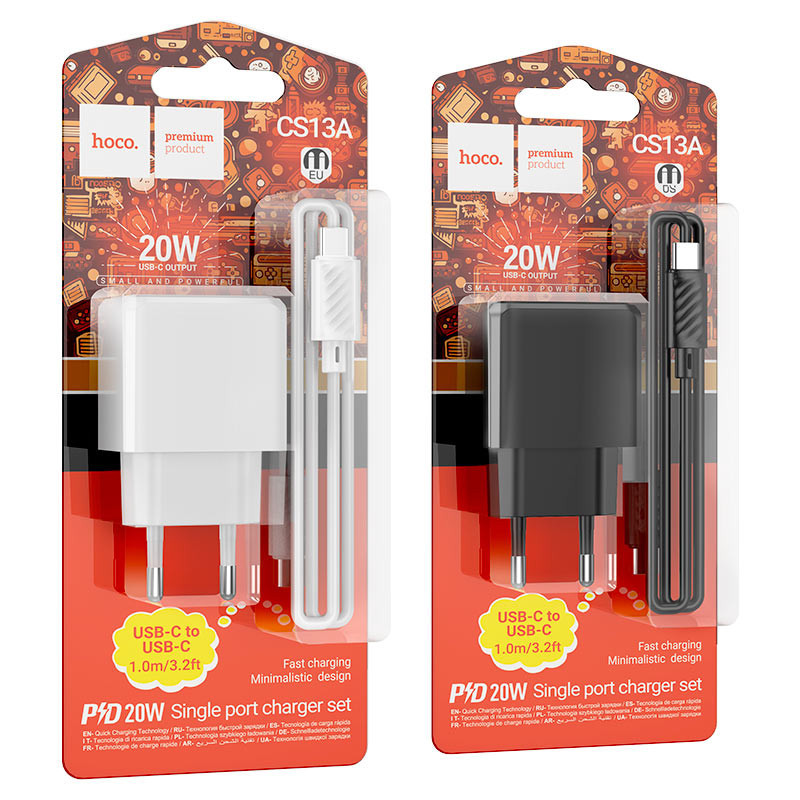 Chargeur Hoco CS13A 20W Type C Avec Câble Noir En Tunisie