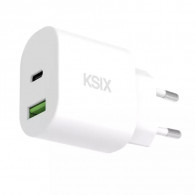 Chargeur Ksix Type-C + Type-A  20W Blanc