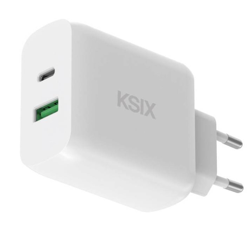Chargeur Ksix Type-C + USB-A 30W Blanc En Tunisie