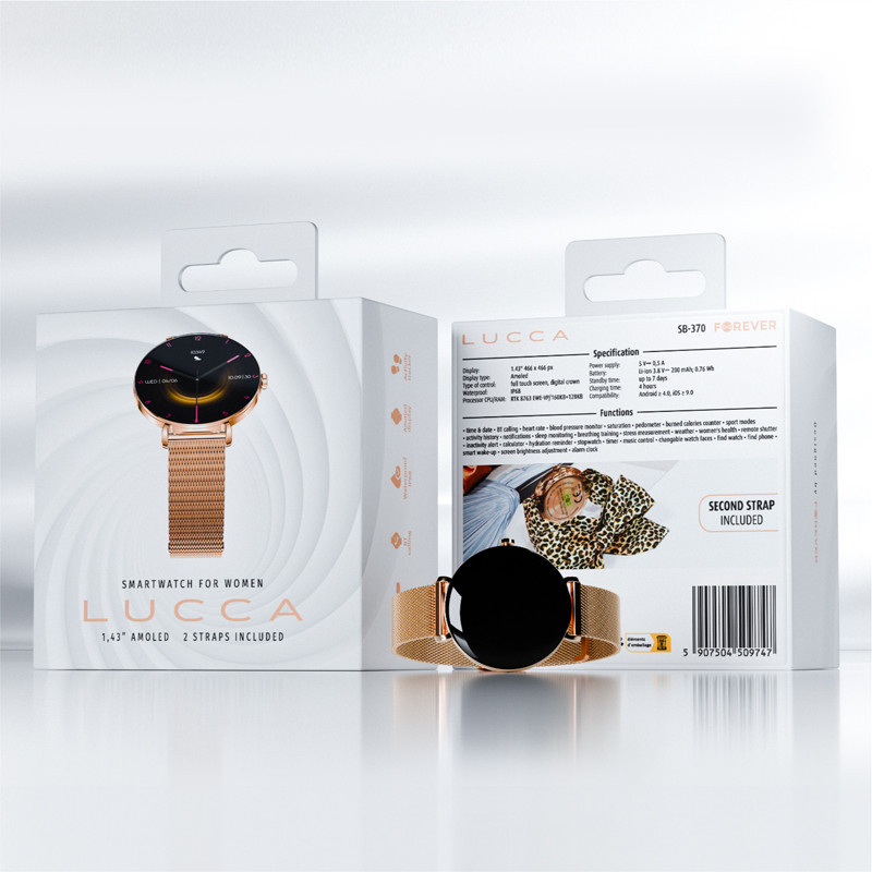 Montre Connectée Forever Lucca SB-370 Rose Gold + Bracelet Léopard