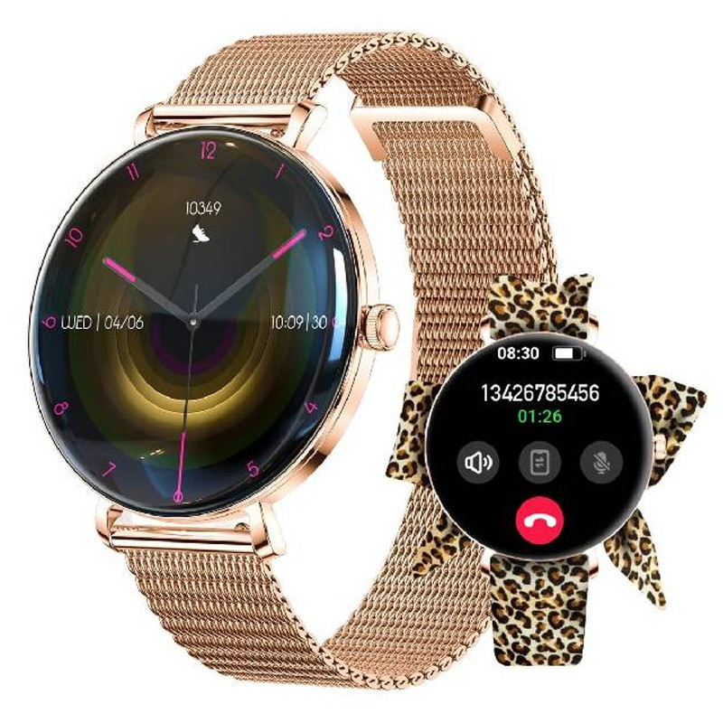 Montre Connectée Forever Lucca SB-370 Rose Gold + Bracelet Léopard en Tunisie