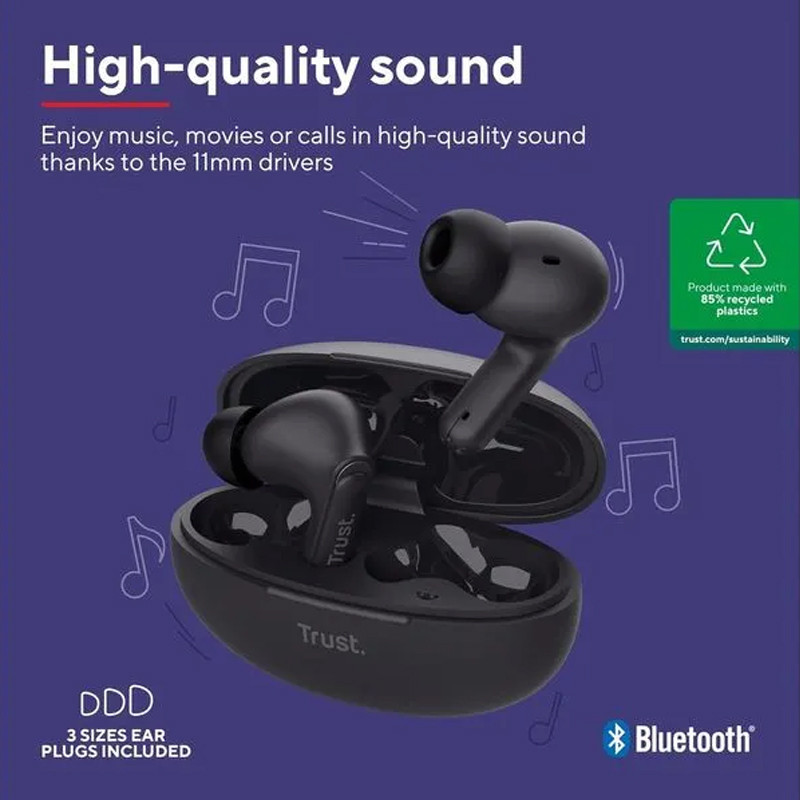 Ecouteur Bluetooth Trust Yavi Noir en Tunisie