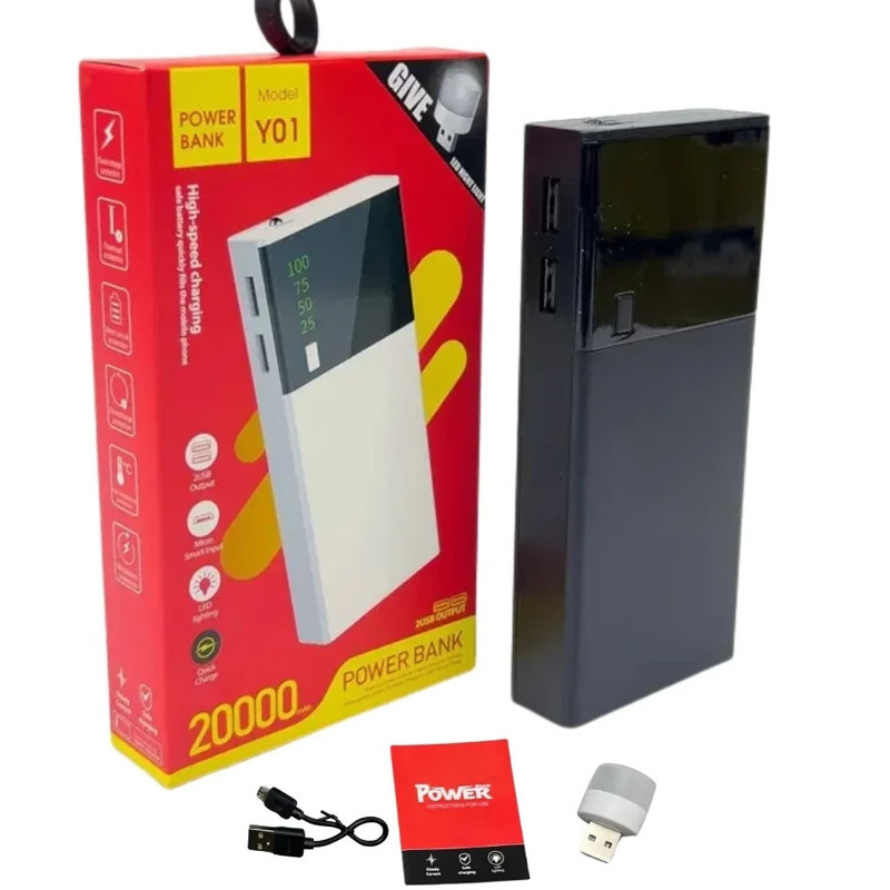 Power Bank Y01 20000 mAh  Noir En Tunisie
