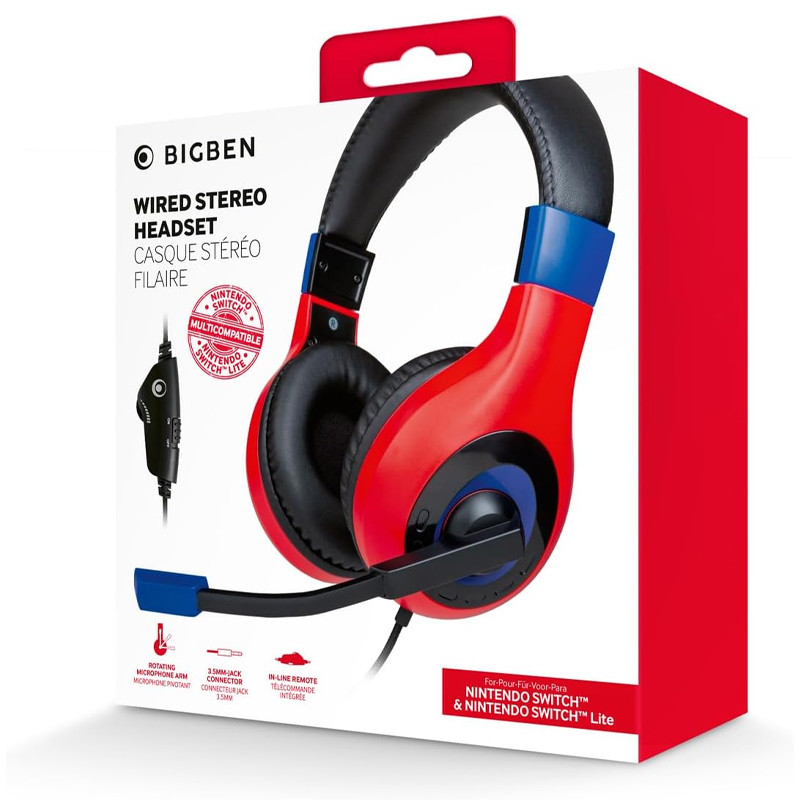 Micro Casque Stéréo Gaming Bigben Sound Pour Nintendo Switch Rouge & Bleu En Tunisie