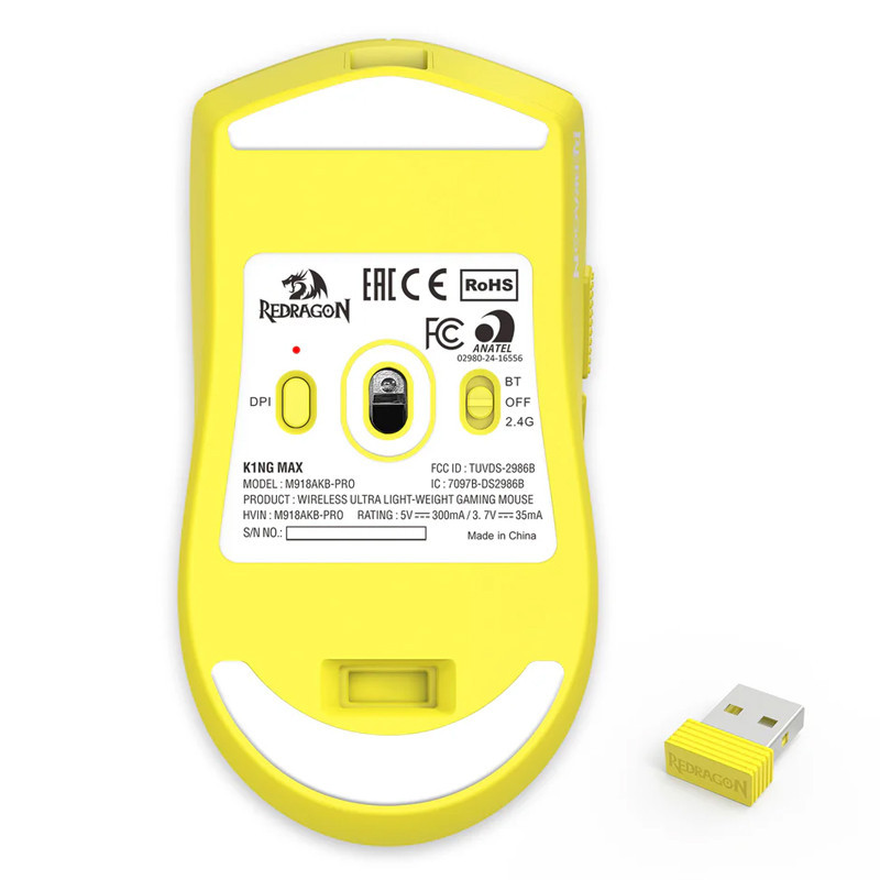 Souris Gamer Sans fil Redragon K1ng Max M918AKG-PRO Jaune En Tunisie