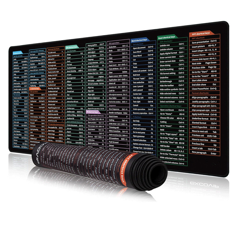 Tapis Souris Gamer Excel Shortcuts XL Noir en Tunisie