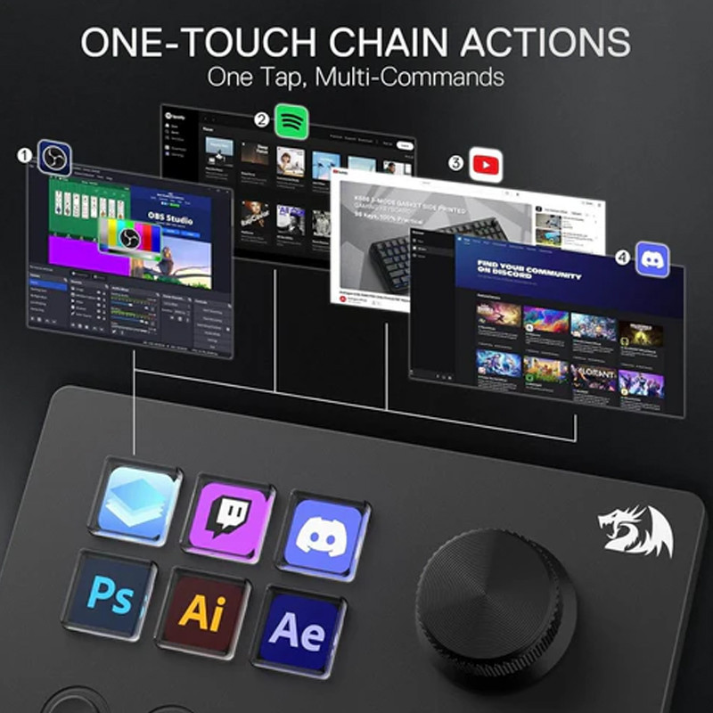 Panneau de Contrôle de Streaming Redragon Skyrider SS5-51 Noir en Tunisie