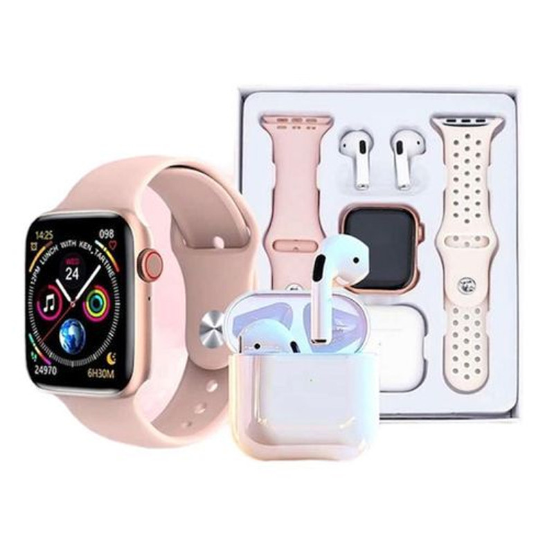 Pack Montre Connectée W26 PRO Max Séries 8 + 2 Ceintures + Earbuds Rose en Tunisie