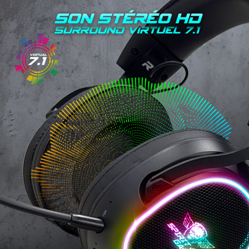 Micro Casque Sans fil Gaming Spirit Of Gamer XPERT- H1200  RGB Noir En Tunisie