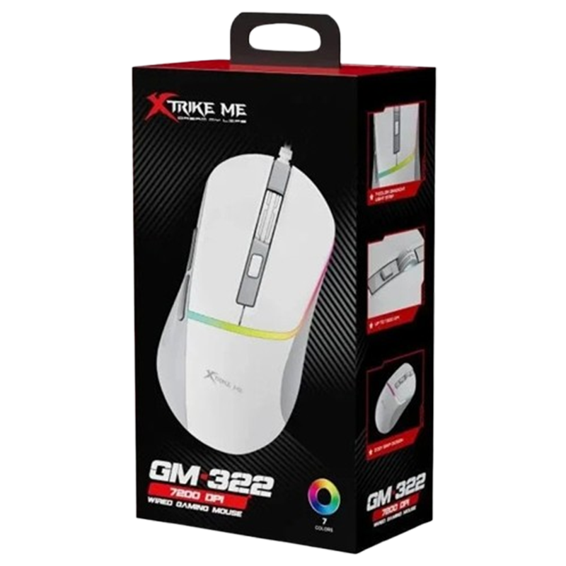 Souris Gamer Filaire Xtrike ME GM-322 Blanc En Tunisie