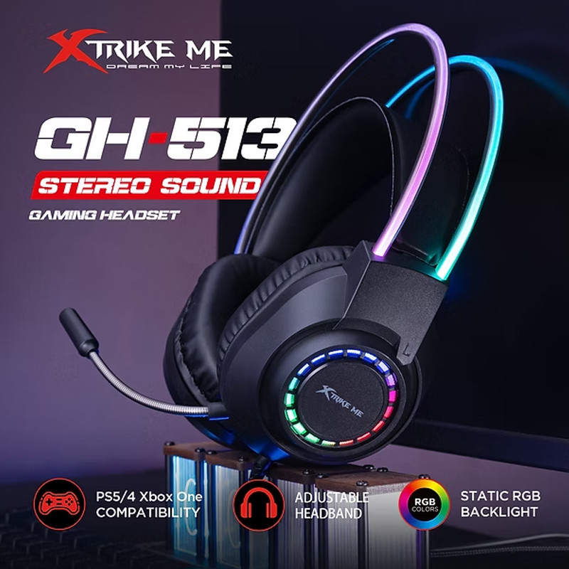 Micro Casque Gaming Xtrike ME GH-513 RGB Noir En Tunisie