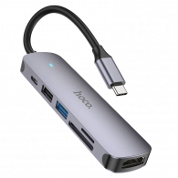 Adaptateur Multifonction Hoco HB28 6En1 Type-C 4K Gris en Tunisie