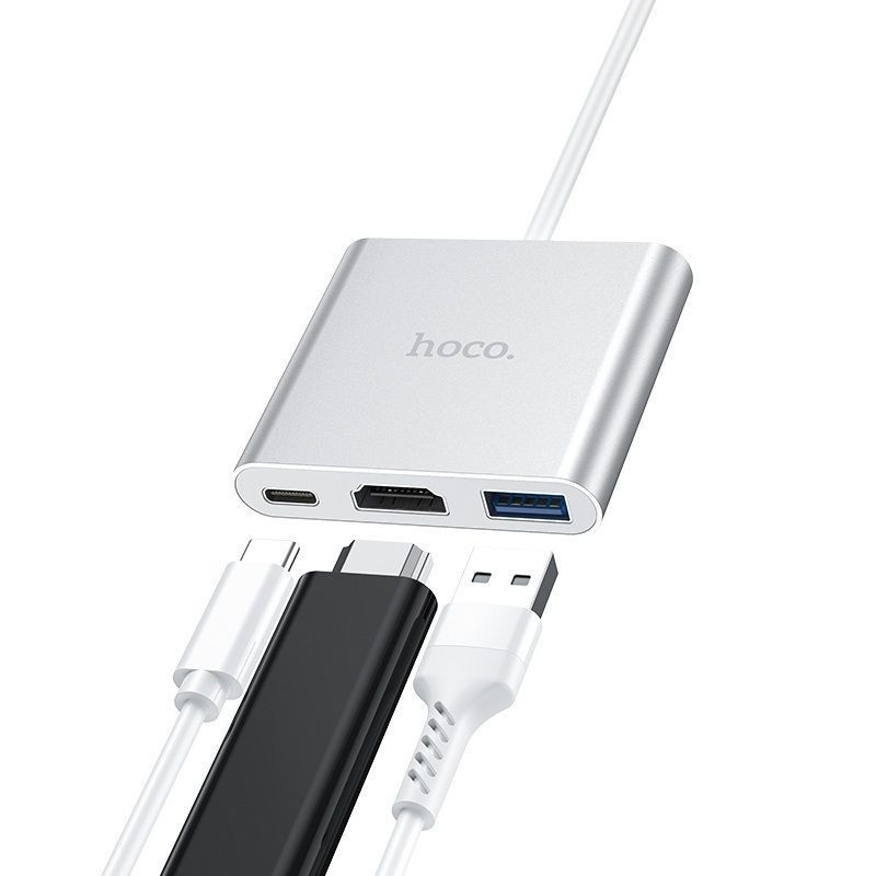 Adaptateur Hoco Type-C Vers USB 3.0 + HDMI + PD Ease Use en Tunisie