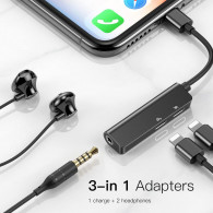 Adaptateur Audio Baseus L52 3En1 Pour IPhone Noir en Tunisie