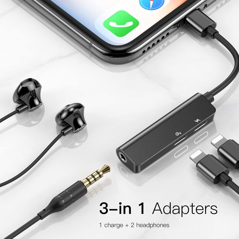 Adaptateur Audio Baseus L52 3En1 Pour IPhone Noir en Tunisie