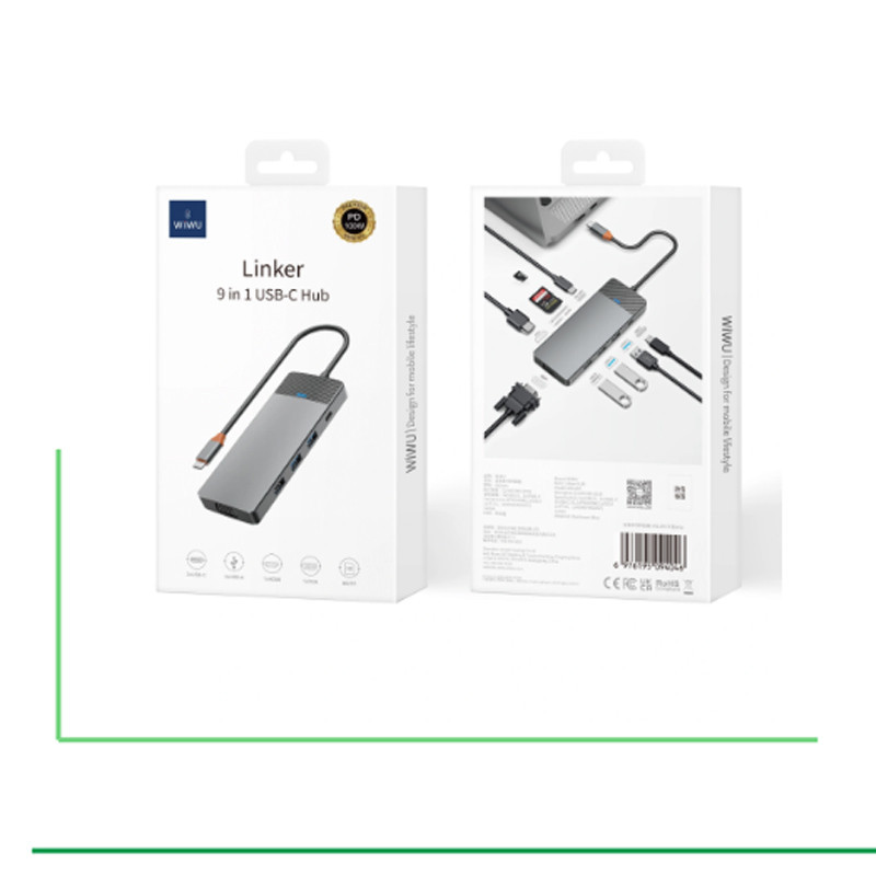 Hub USB Wiwu A923RPT Type-C 9en1 Gris en Tunisie