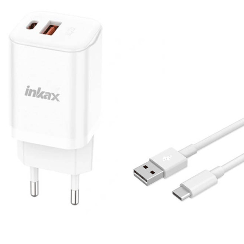 Chargeur Smartphone Inkax HC05 2 Ports Type-C Blanc en Tunisie