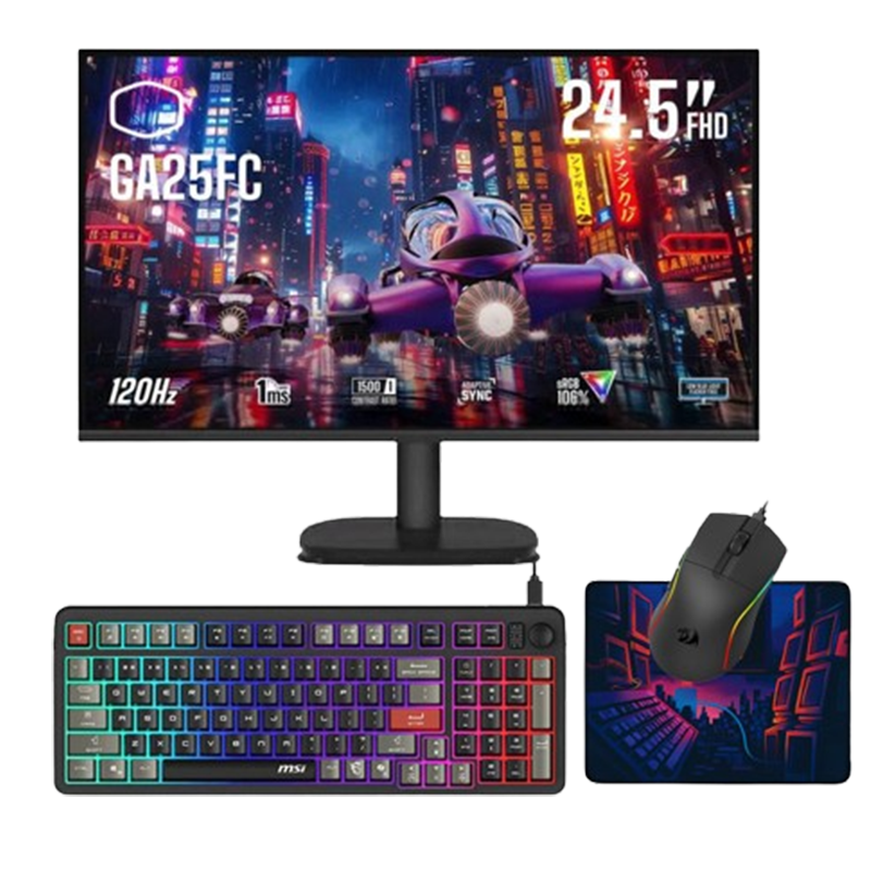 Pack Gamer 4En1 Ecran Cooler Master + Clavier MSI + Souris Gamer Redragon + Tapis Souris Gamer En Tunisie
