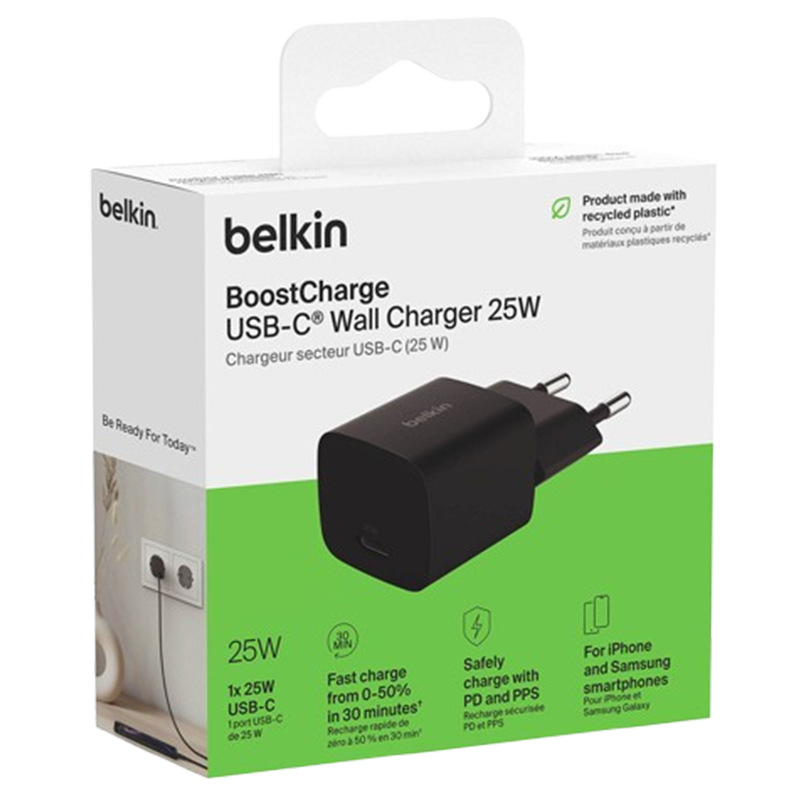 Chargeur Belkin Type-C 25W Noir En Tunisie