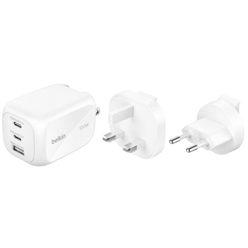 Chargeur Belkin BoostCharge Pro GaN 100W Blanc + Kit De Voyage En Tunisie