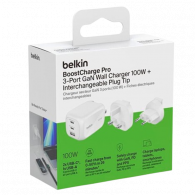 Chargeur Belkin BoostCharge Pro GaN 100W Blanc + Kit De Voyage En Tunisie