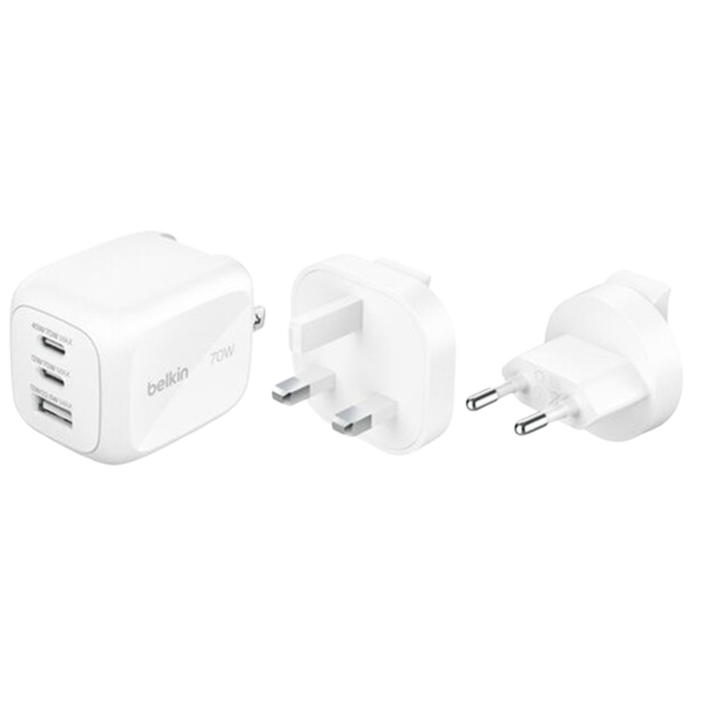 Chargeur Mural Belkin GaN 70W Blanc + Kit De Voyage En Tunisie