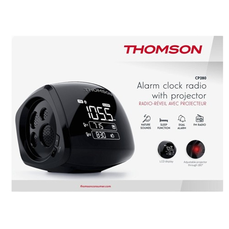 Radio Réveil Sans Fil Avec Projection Thomson CP280 Noir En Tunisie