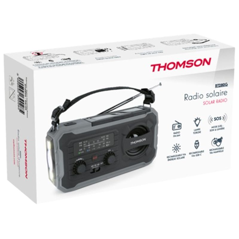 Radio Thomson Solaire D’urgence Longue Durée RT280 Gris En Tunisie