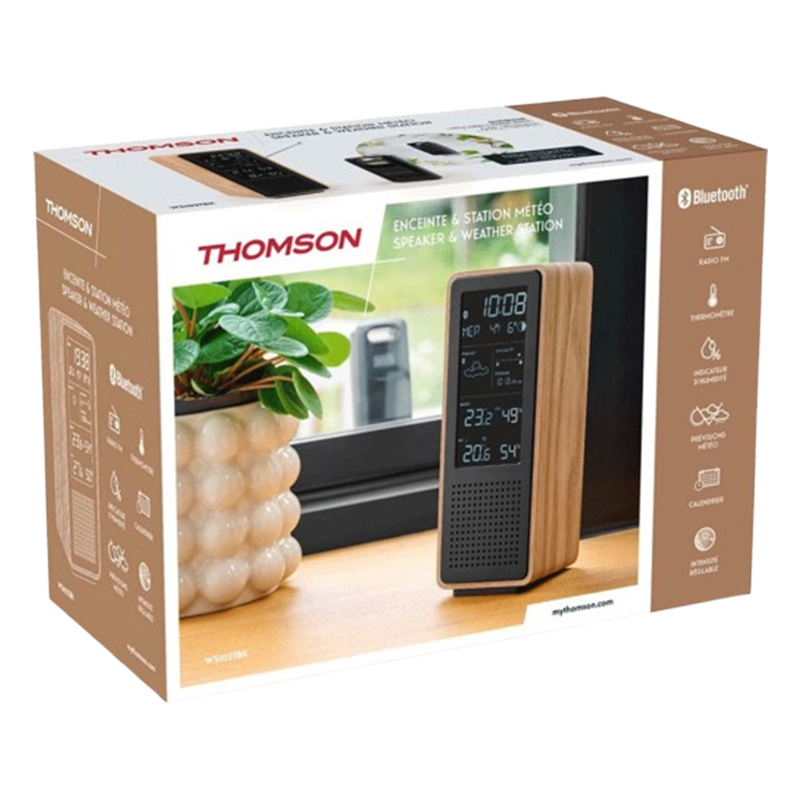Haut Parleur Bluetooth Et Station Météo Thomson WS102TBK Noir