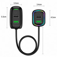 Chargeur Voiture Q6 6 Ports RGB 48W Noir EN Tunisie