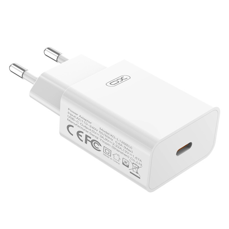 Chargeur Rapide XO L126 USB-C 20W Blanc en Tunisie