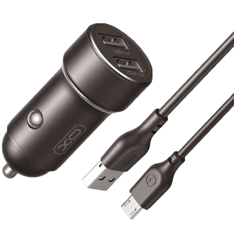 Chargeur Voiture XO Dual USB CC53 12W Avec Câble Micro USB Noir En Tunisie