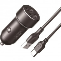 Chargeur Voiture XO Dual USB CC53 12W Avec Câble USB-C Noir En Tunisie