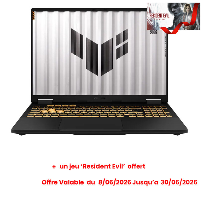 Pc Portable Asus Tuf Gaming F16 TUF608JPR I7 14Gén 32Go 1To SSD  Windows 11 RTX 5070 en Tunisie